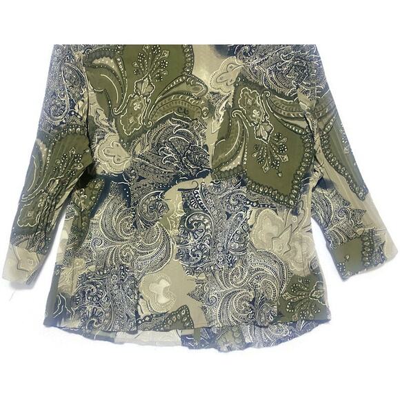 Apartment Nine Blouse Top Women's Size Large Button Up Green - Picture 4 of 7